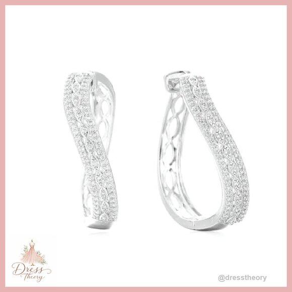 Sterling Silver 18K CZ Huggie Hoop Earrings 18mm Post Back Party - Picture 2 of 8